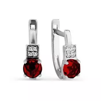 Серьги с гранатами и фианитами Линии Любви