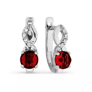 Серьги с гранатами и фианитами Линии Любви