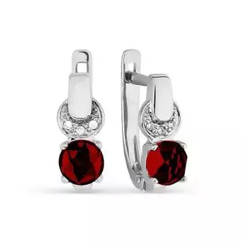 Серьги с гранатами и фианитами Линии Любви