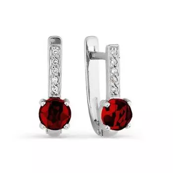 Серьги с гранатами и фианитами Линии Любви