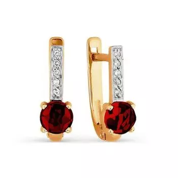 Серьги с гранатами и фианитами Линии Любви