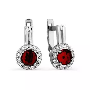 Серьги с гранатами и фианитами Линии Любви