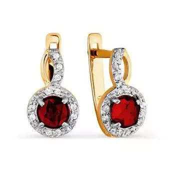 Серьги с гранатами и фианитами Линии Любви