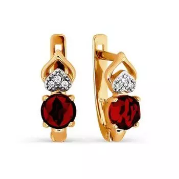 Серьги с гранатами и фианитами Линии Любви