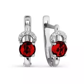 Серьги с гранатами и фианитами Линии Любви