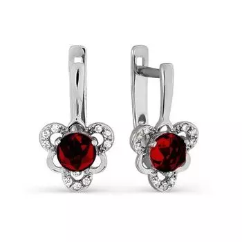 Серьги с гранатами и фианитами Линии Любви
