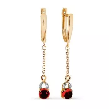 Серьги с гранатами и фианитами Линии Любви