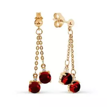 Серьги с гранатами и фианитами Линии Любви