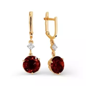 Серьги с гранатами и фианитами Линии Любви