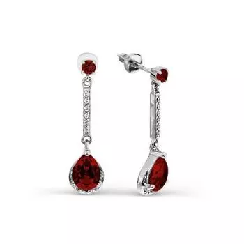 Серьги с гранатами и фианитами Линии Любви