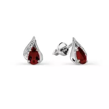 Серьги с гранатами и фианитами Линии Любви