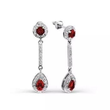 Серьги с гранатами и фианитами Линии Любви