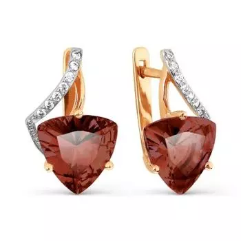 Серьги с гранатами и фианитами Линии Любви