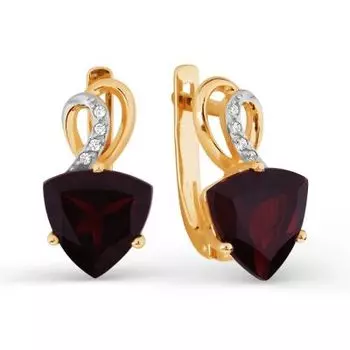 Серьги с гранатами и фианитами Линии Любви