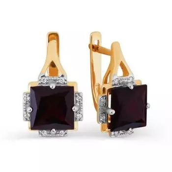 Серьги с гранатами и фианитами Линии Любви