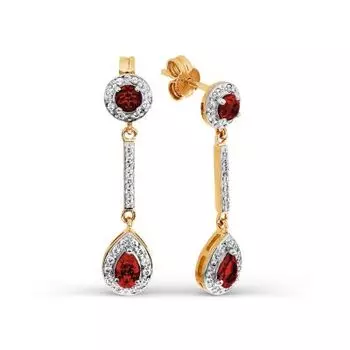 Серьги с гранатами и фианитами Линии Любви
