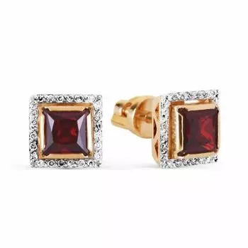 Серьги с гранатами и фианитами Линии Любви