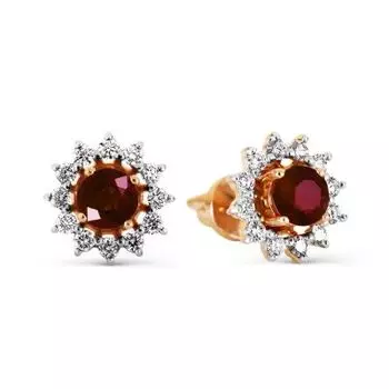 Серьги с гранатами и фианитами Линии Любви