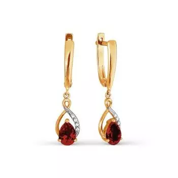 Серьги с гранатами и фианитами Линии Любви