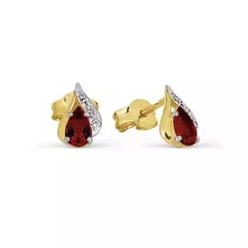 Серьги с гранатами и фианитами Линии Любви