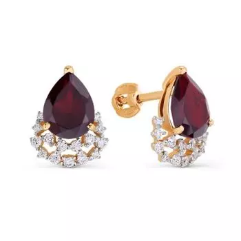 Серьги с гранатами и фианитами Линии Любви