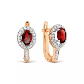 Серьги с гранатами и фианитами Линии Любви