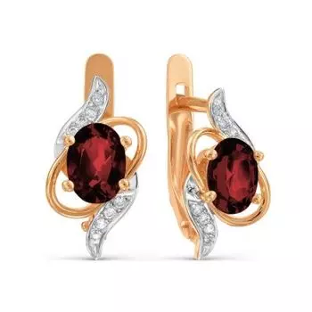 Серьги с гранатами и фианитами Линии Любви