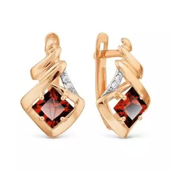 Серьги с гранатами и фианитами Линии Любви