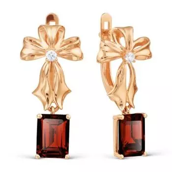 Серьги с гранатами и фианитами Линии Любви