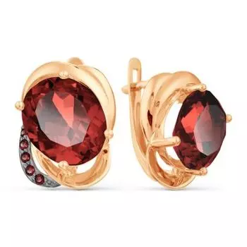 Серьги с гранатами и фианитами Линии Любви