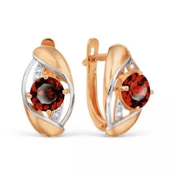 Серьги с гранатами и фианитами Линии Любви