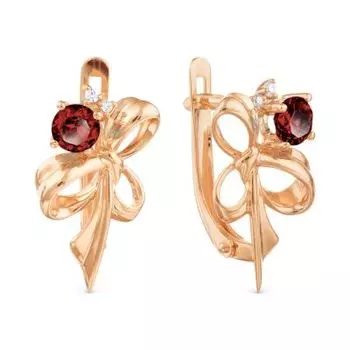 Серьги с гранатами и фианитами Линии Любви