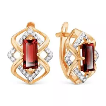 Серьги с гранатами и фианитами Линии Любви
