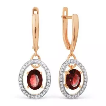 Серьги с гранатами и фианитами Линии Любви