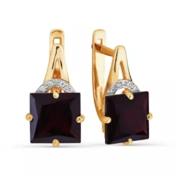 Серьги с гранатами и фианитами Линии Любви