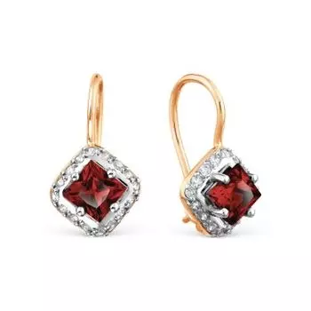 Серьги с гранатами и фианитами Линии Любви