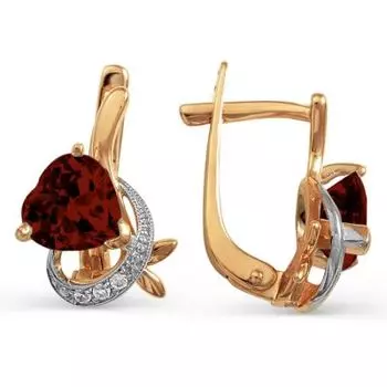 Серьги с гранатами и фианитами Линии Любви