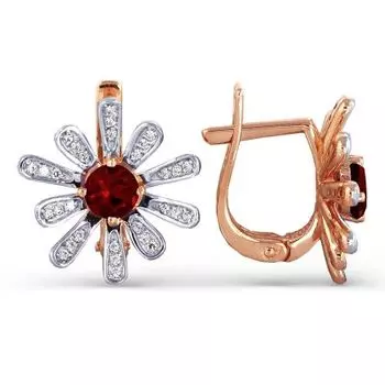 Серьги с гранатами и фианитами Линии Любви