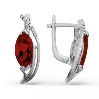 Серьги с гранатами и фианитами Линии Любви