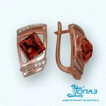 Серьги с гранатами и фианитами Линии Любви