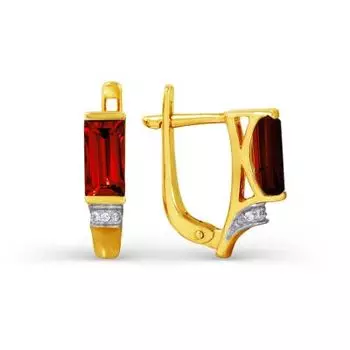 Серьги с гранатами и фианитами Линии Любви