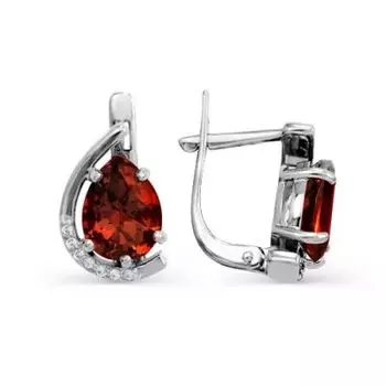 Серьги с гранатами и фианитами Линии Любви