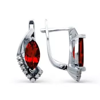Серьги с гранатами и фианитами Линии Любви