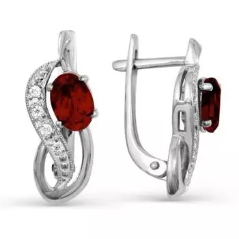 Серьги с гранатами и фианитами Линии Любви