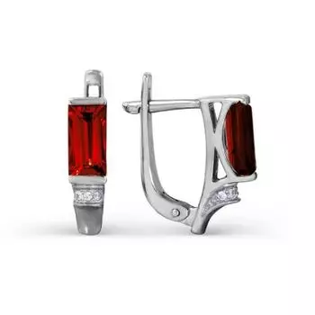 Серьги с гранатами и фианитами Линии Любви