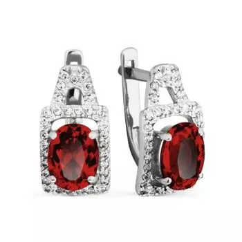Серьги с гранатами и фианитами Линии Любви