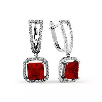 Серьги с гранатами и фианитами Линии Любви