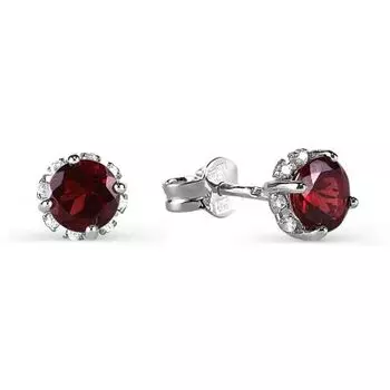Серьги с гранатами и фианитами Линии Любви