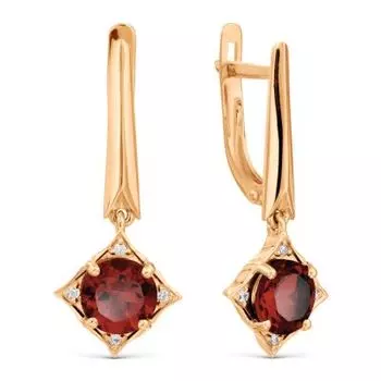 Серьги с гранатами и фианитами Линии Любви
