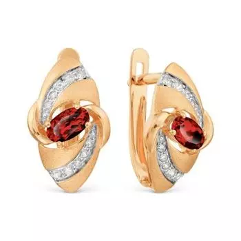 Серьги с гранатами и фианитами Линии Любви